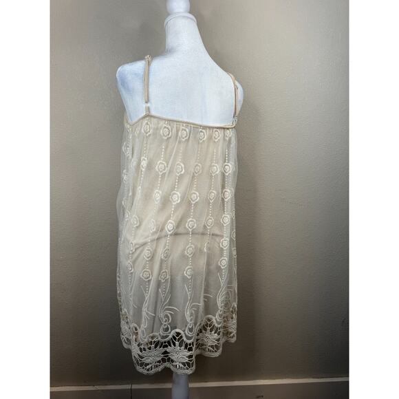 Charming Charlie Women's Lace Mesh Tank Dress Sleeveless Cream Size‎ Small - Picture 3 of 12
